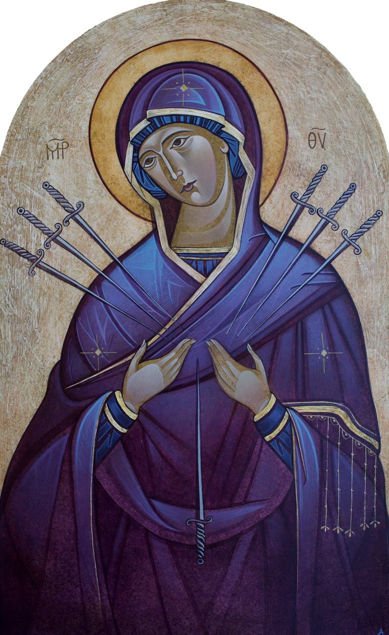Icon of the Blessed Virgin Mary Seven Shot Painting by Anna ...