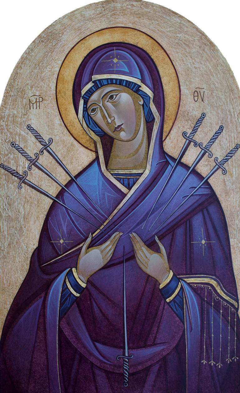 Icon Of The Blessed Virgin Mary Seven Shot Painting By Anna Sokolan Saatchi Art