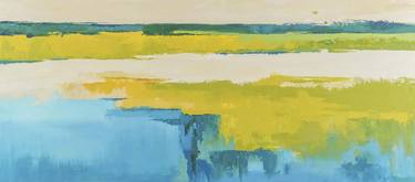 Green Blue Abstract Landscape Canvas "South Fields" Painting thumb