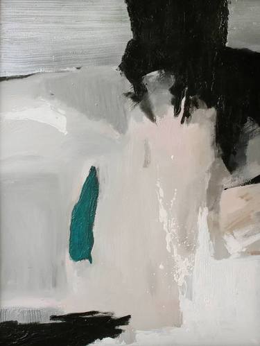 Gray and Green Abstract Painting Canvas named "Trust 2" Painting thumb