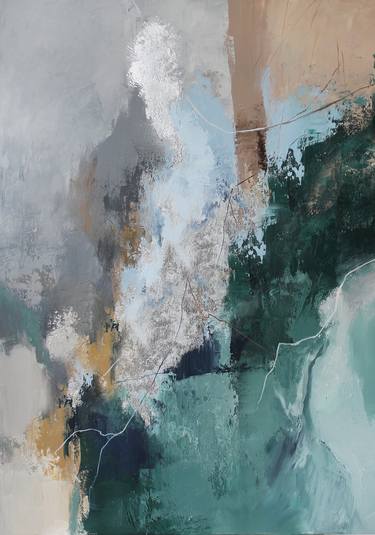 Green Gray Blue Painting Canvas named "East Coast" thumb
