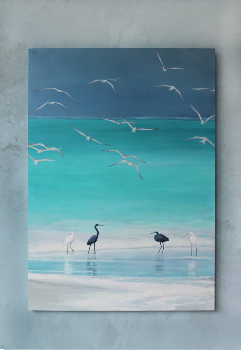 Original Minimalism Seascape Painting by Yana Sagan