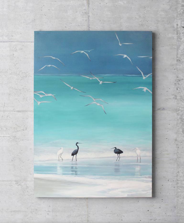Original Minimalism Seascape Painting by Yana Sagan