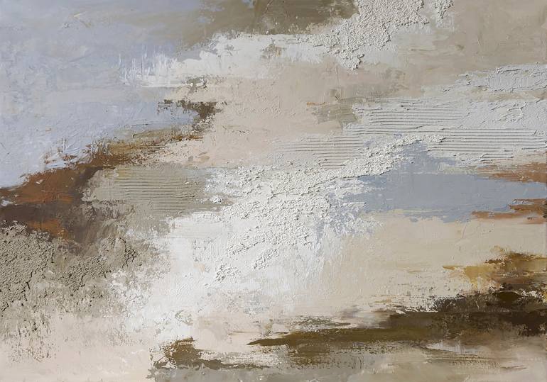 "Borgo" Blue brown beige high textured acrylic abstract Original Painting by yana sagan
