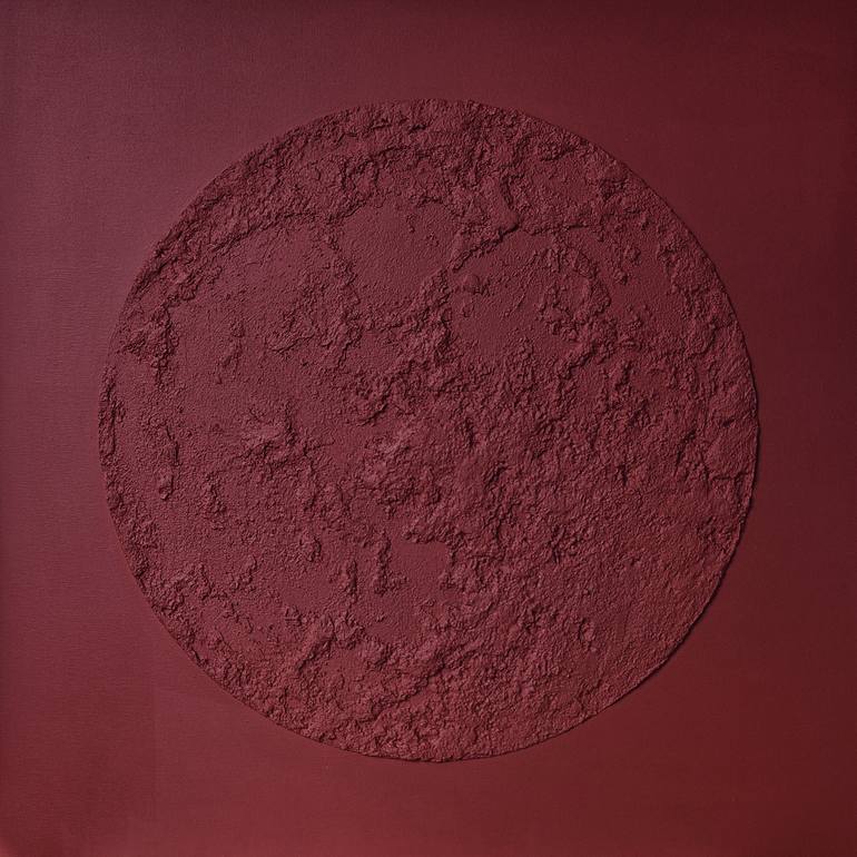 Burgundy Moon - Deep Wine Red Abstract Art by Yana Sagan