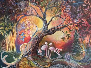 Original Art Deco Nature Painting by Elizabeth Rydall