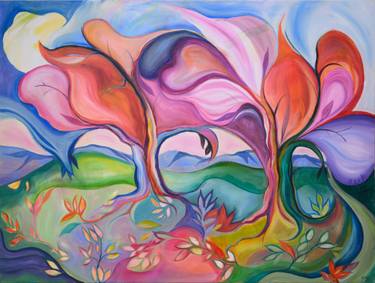 Original Art Deco Nature Painting by Elizabeth Rydall