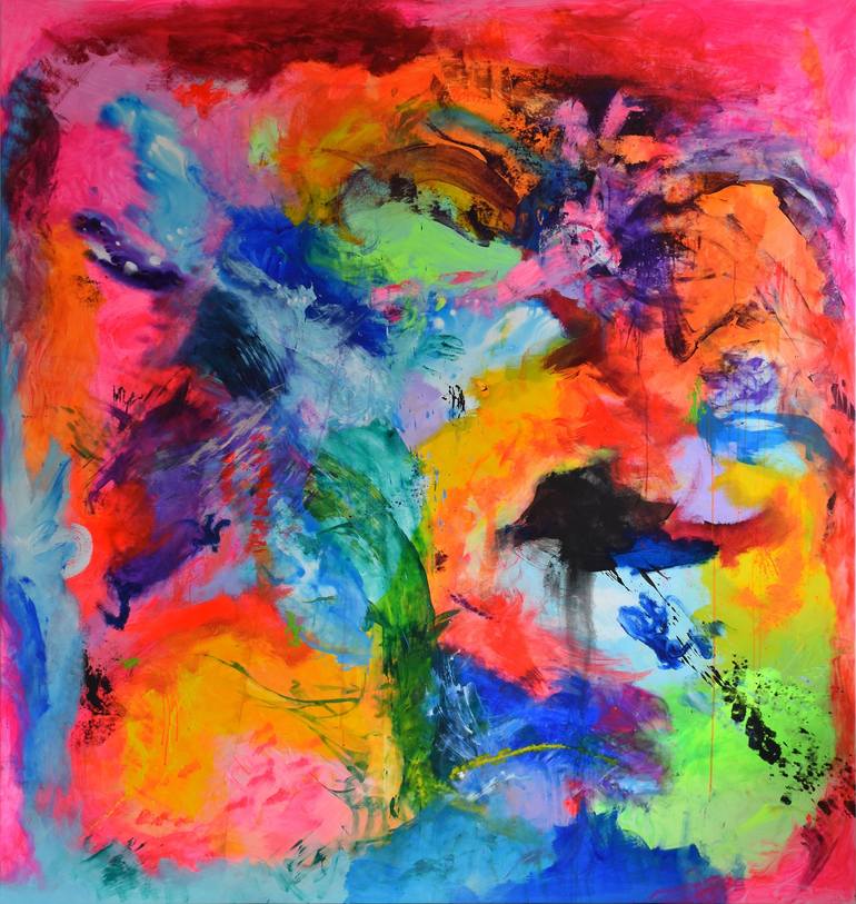 Original Abstract Painting by Sebastian Merk | Abstract Expressionism Art on Canvas | Bouquet of Flowers