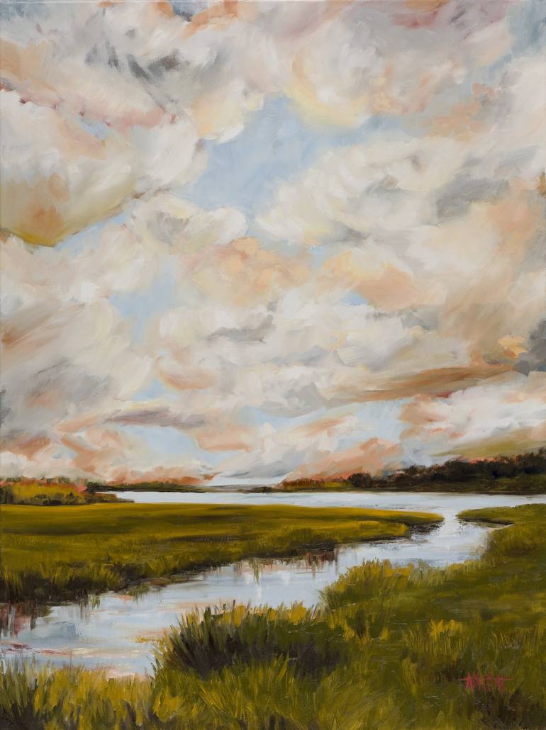 Clouds Over the Marsh Painting by April Moffatt | Saatchi Art