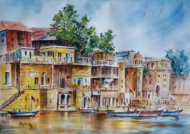 Print of Fine Art Places Paintings by Mahua Pal