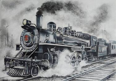 Original Fine Art Train Drawings by Mahua Pal