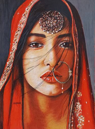 Saatchi Art Artist Mahua Pal; Drawings, “Portrait of a Lady - 1” #art