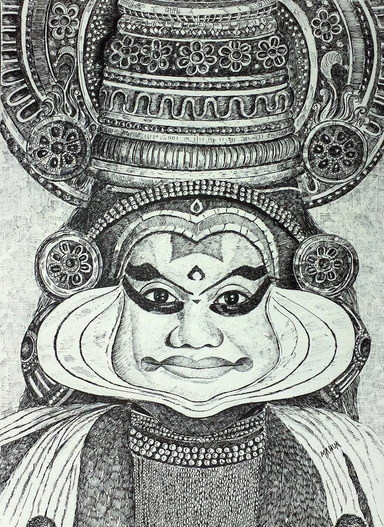 Kathakali Drawing by Mahua Pal | Saatchi Art