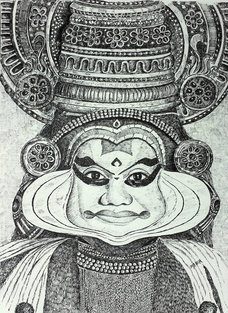 Kathakali Drawing by Mahua Pal | Saatchi Art