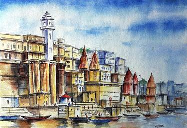 Original Fine Art Places Paintings by Mahua Pal