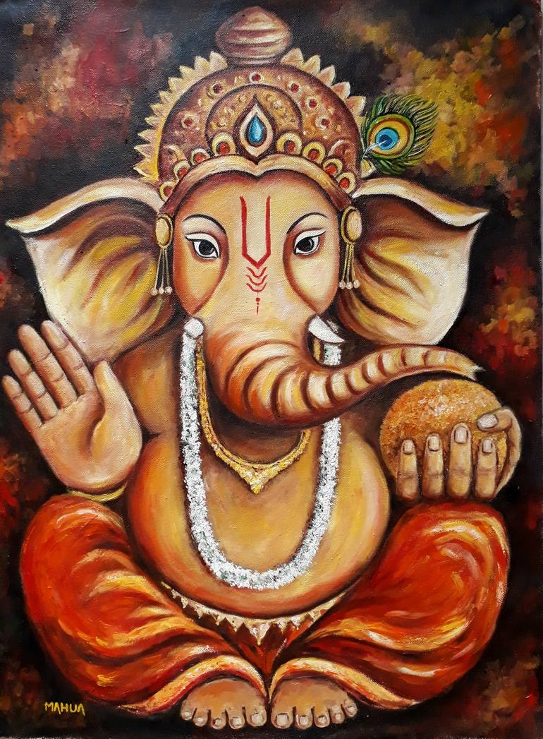 Ganesha Painting by Mahua Pal | Saatchi Art