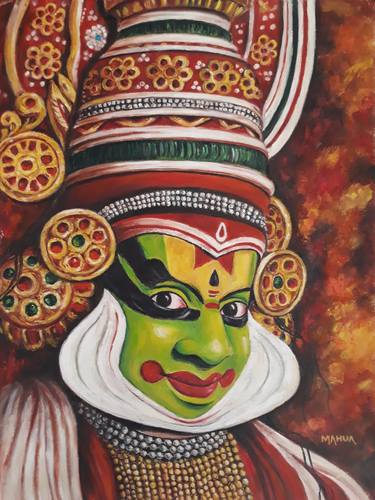 Kathakali Painted Face Painting By Mahua Pal Saatchi Art - Paint Used For Face Painting In India