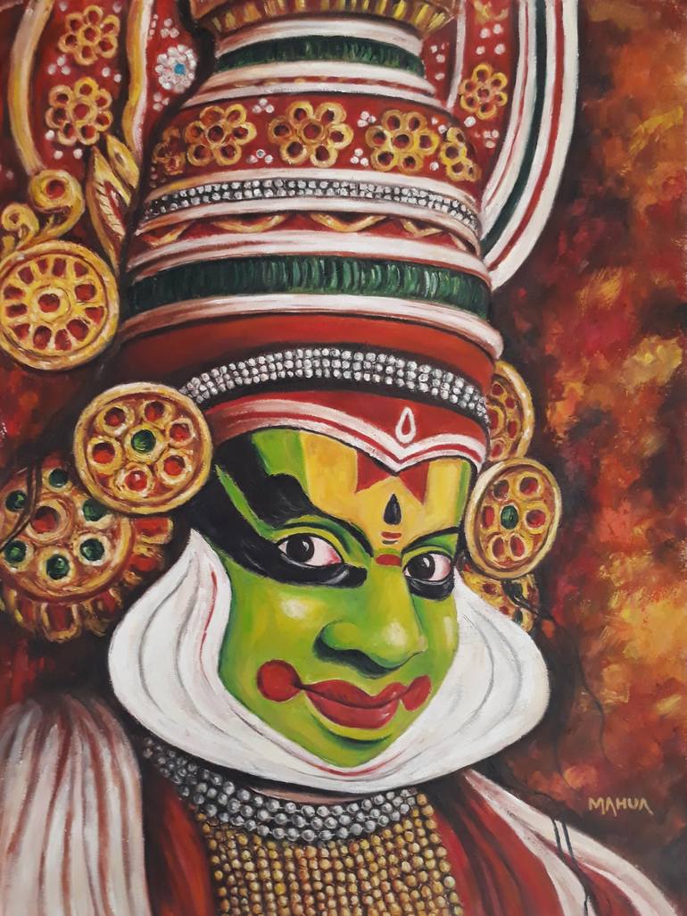 Kathakali - Painted Face Painting by Mahua Pal | Saatchi Art