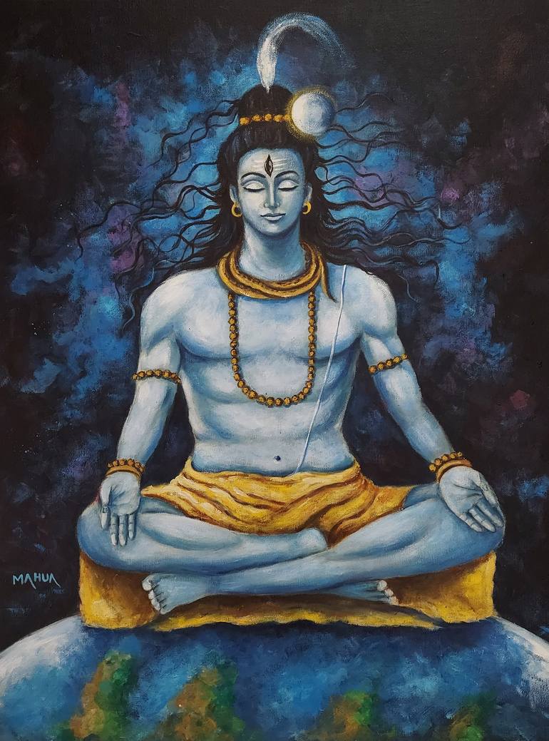 Shiva in Meditation Painting by Mahua Pal | Saatchi Art