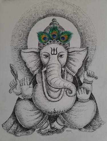 Original Fine Art Religion Drawings by Mahua Pal