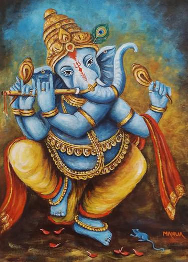 Ganesha Playing the Flute thumb