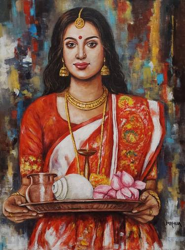 Traditional Bengali Indian Lady in Saree - 2 thumb
