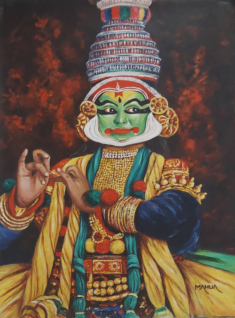 Kathakali 3 - Painted Face Painting by Mahua Pal | Saatchi Art