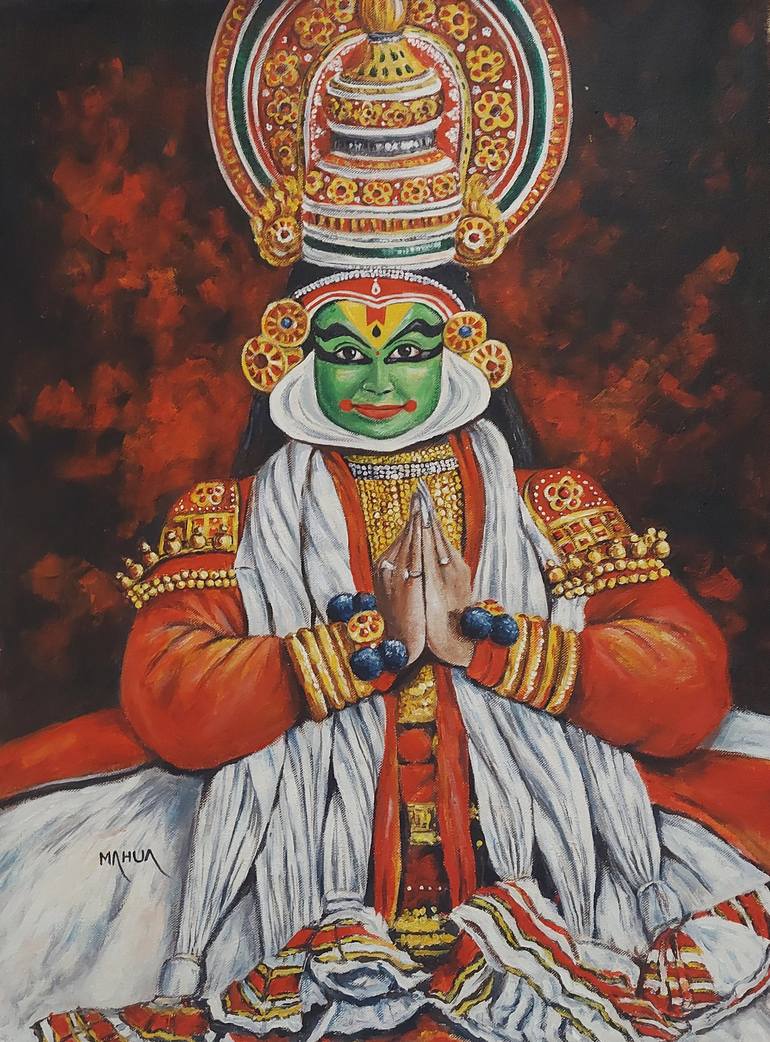 Kathakali 4 - Painted Face Painting by Mahua Pal | Saatchi Art