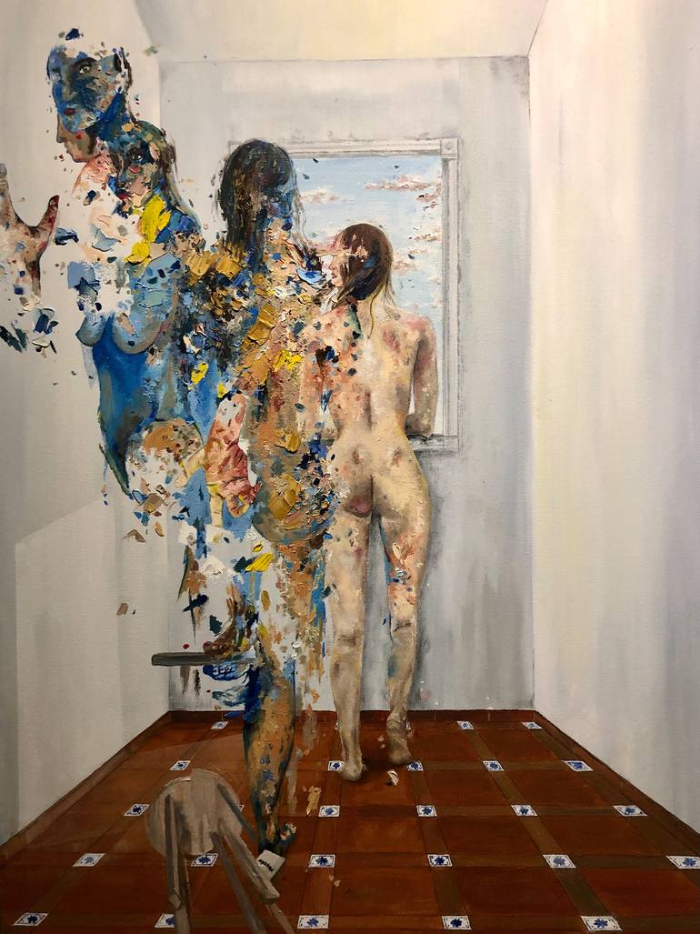 Original Expressionism People Painting by Ro Fernandez