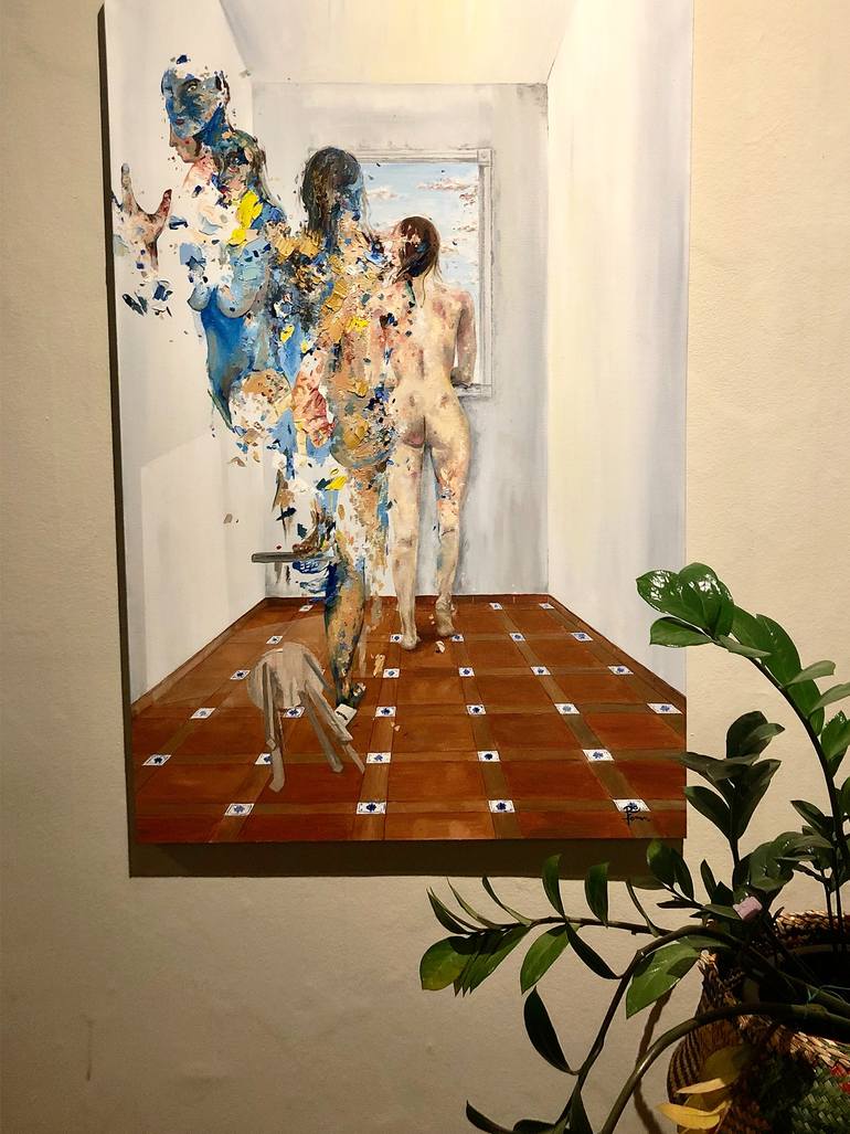 Original Expressionism People Painting by Ro Fernandez