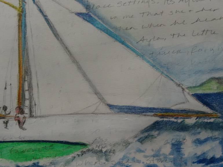Original Folk Yacht Painting by Donna Goldman