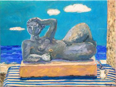 Reclining woman at the sea side thumb