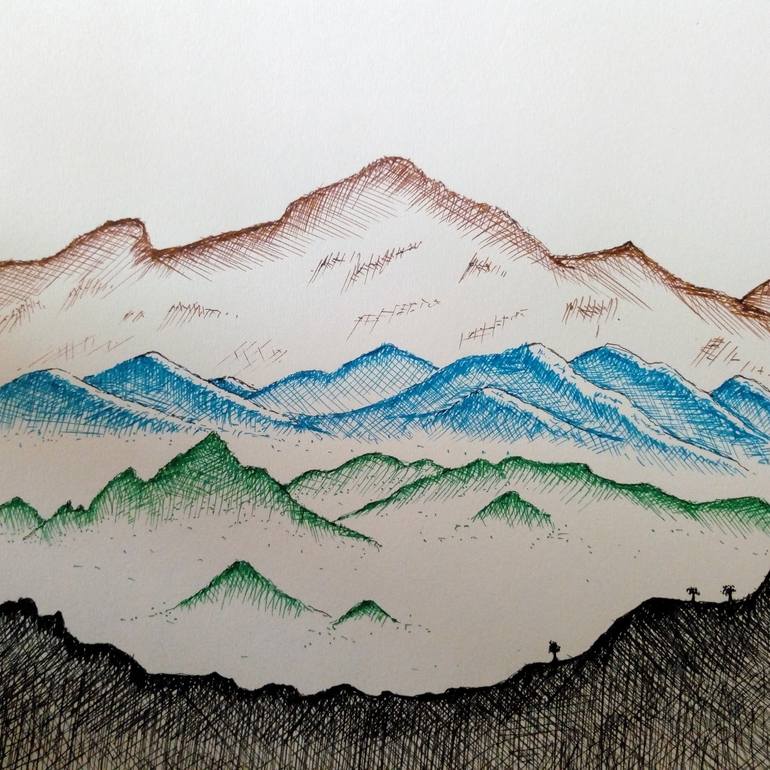 mountain drawing color