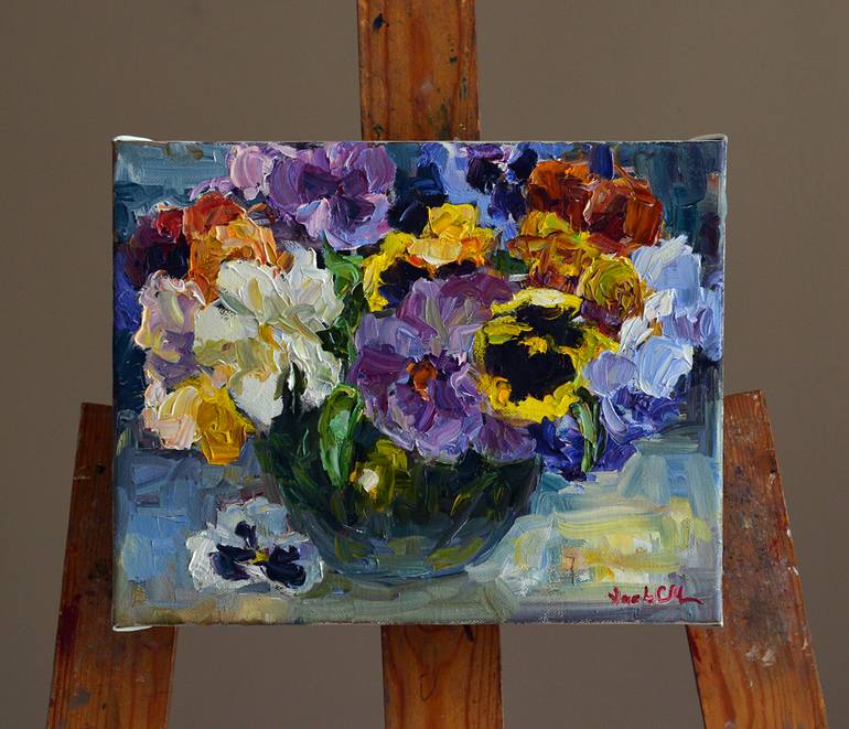 Original Expressionism Floral Painting by Vachagan Manukyan