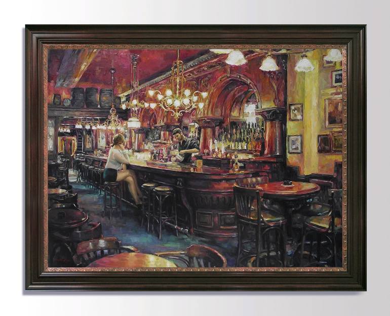 Original Figurative Interiors Painting by Vachagan Manukyan