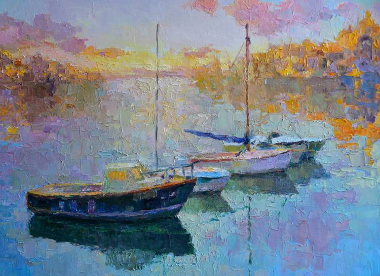 Original Figurative Seascape Painting by Vachagan Manukyan