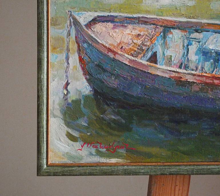 Original Fine Art Boat Painting by Vachagan Manukyan