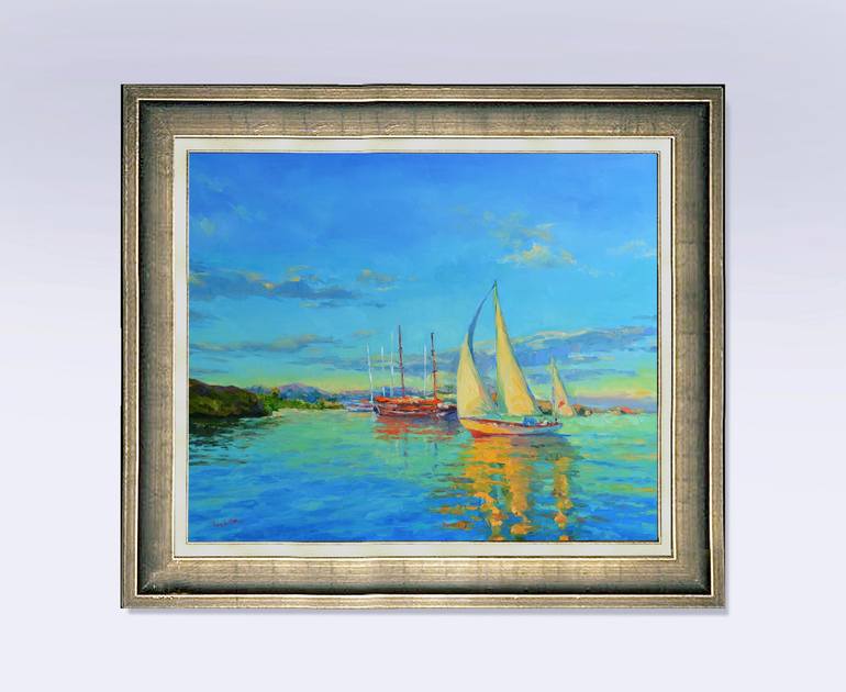 Original Figurative Seascape Painting by Vachagan Manukyan