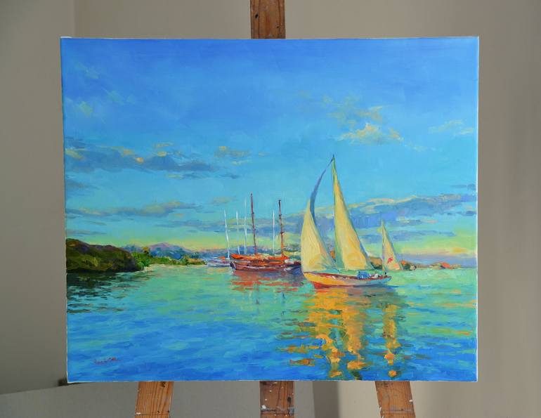 Original Figurative Seascape Painting by Vachagan Manukyan