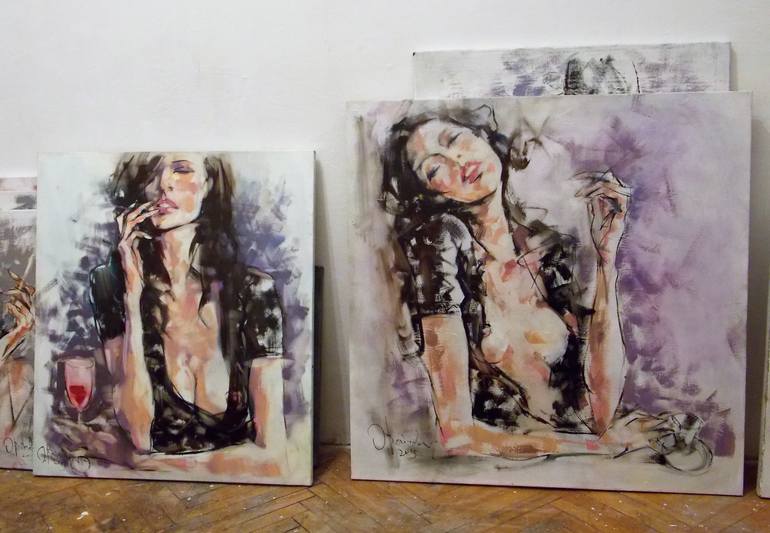 Original Figurative Women Painting by Oleksandr Voytovych