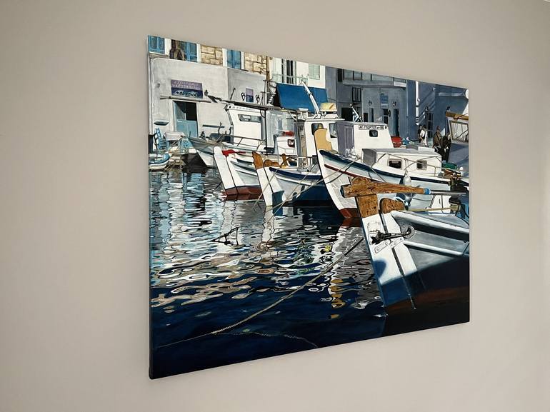 Original Boat Painting by Lena Lenoir