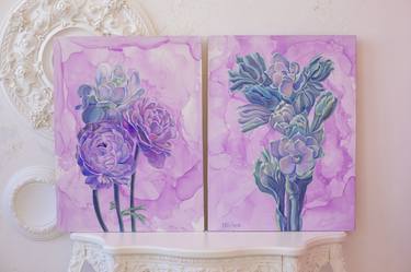 Print of Pop Art Floral Paintings by Olga Volna