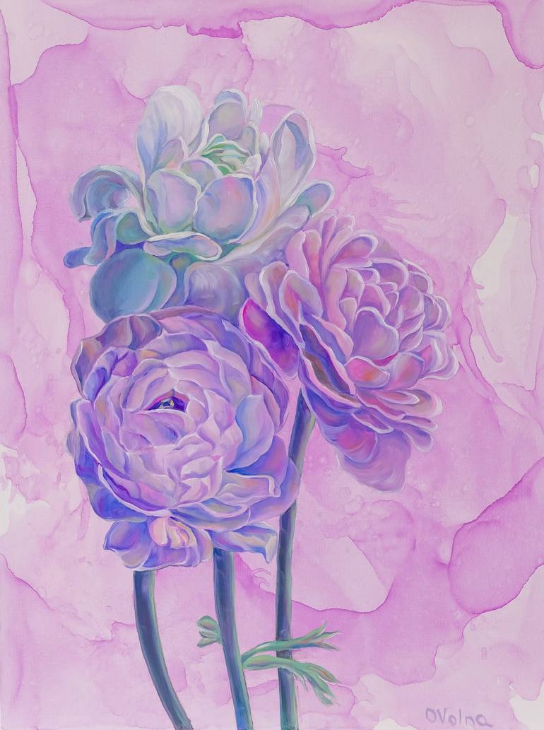 Original Pop Art Floral Painting by Olga Volna