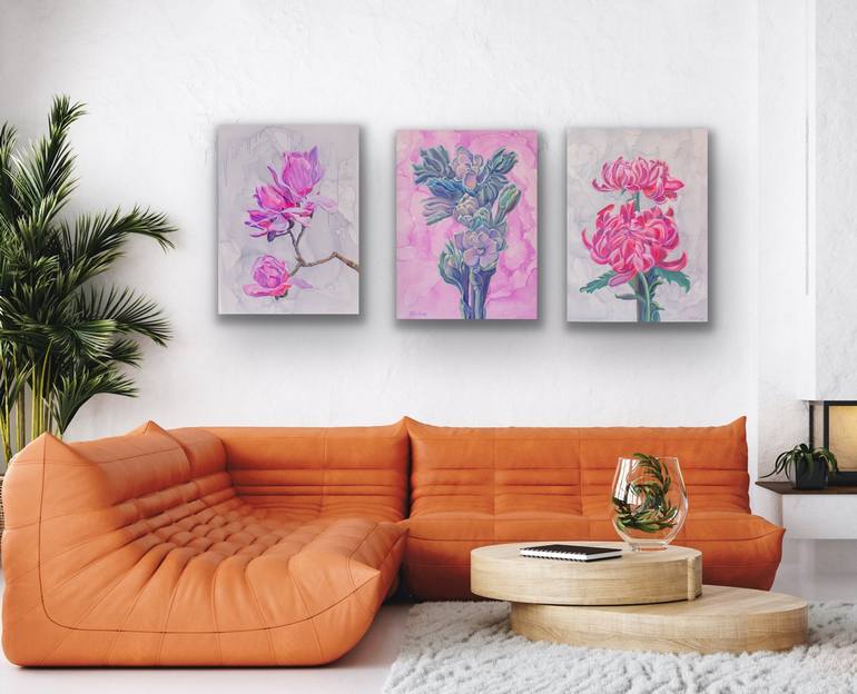 Original Pop Art Floral Painting by Olga Volna