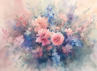Print of Impressionism Floral Digital by Olga Volna
