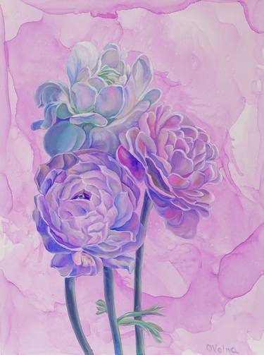 Print of Impressionism Floral Paintings by Olga Volna