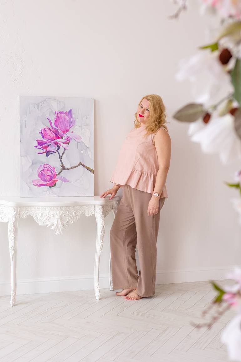 Original Impressionism Floral Painting by Olga Volna