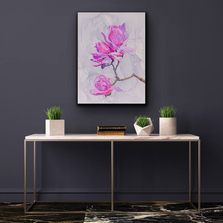 Original Impressionism Floral Painting by Olga Volna