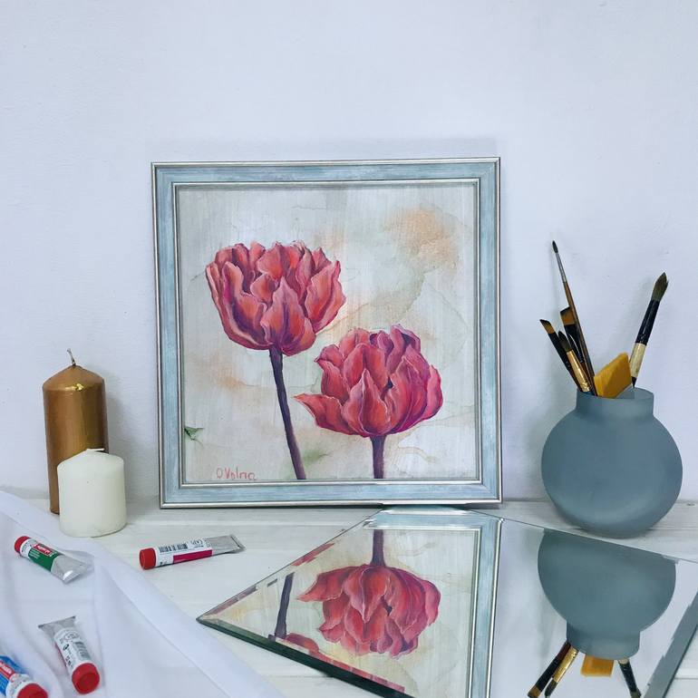 Original Impressionism Floral Painting by Olga Volna