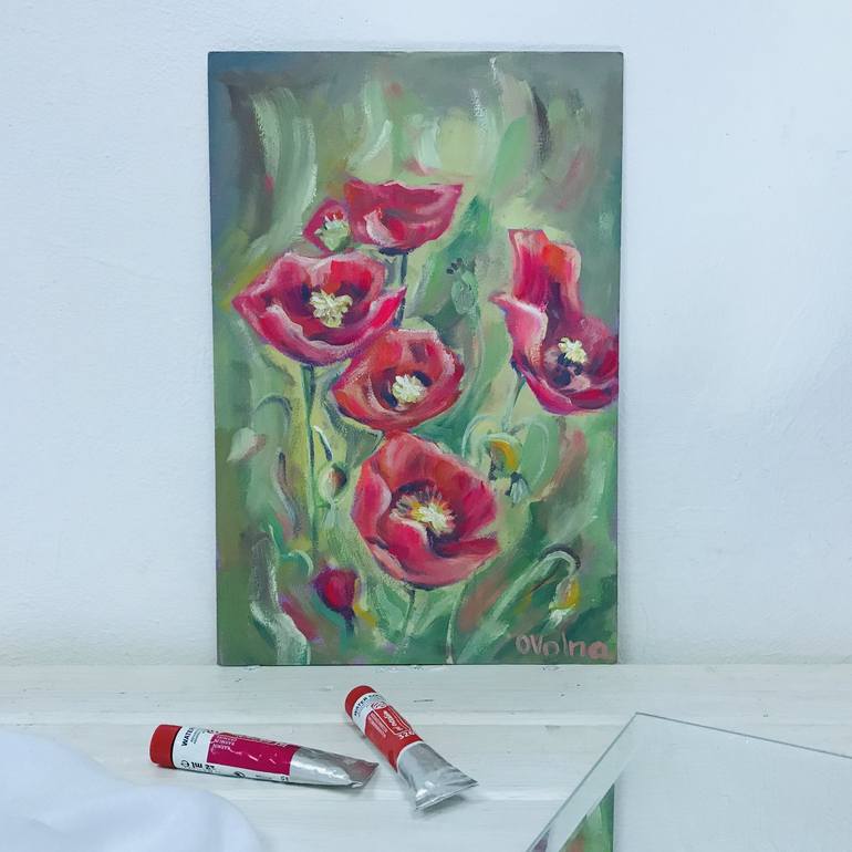 Original Impressionism Floral Painting by Olga Volna